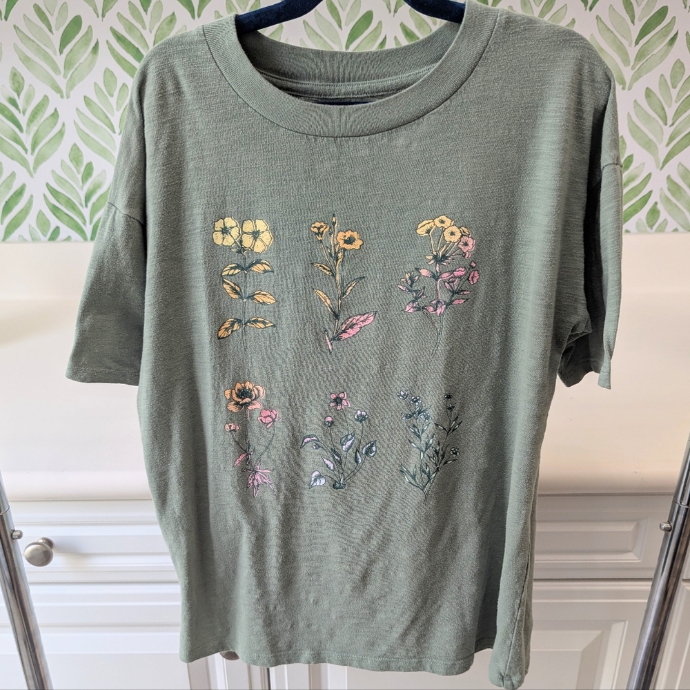 Thereabouts Green Floral Tee Girl's 16